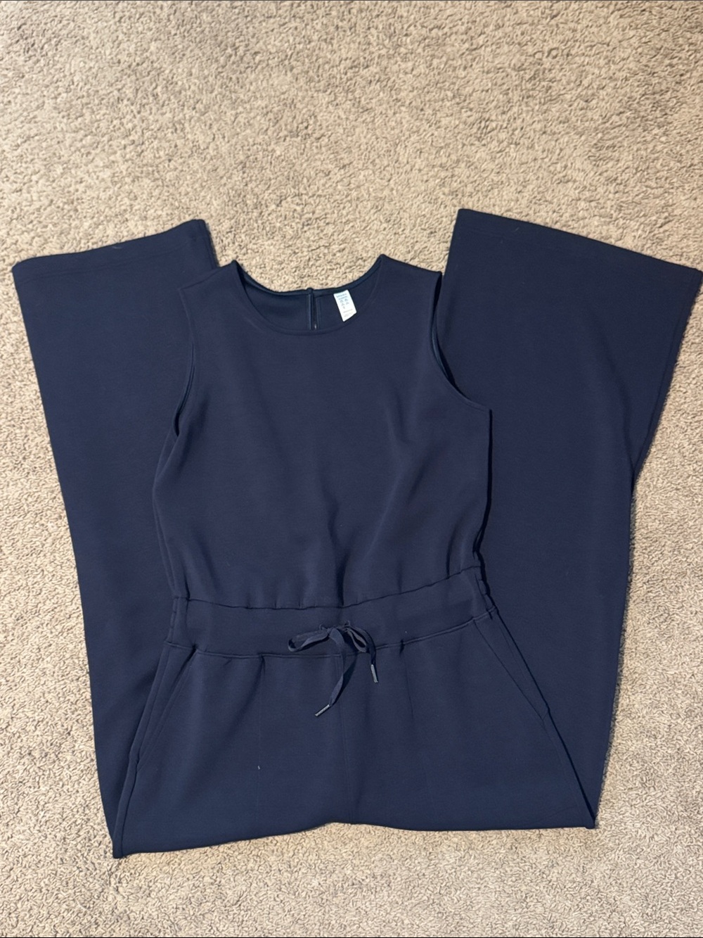 SPANX Black Sleeveless Wide-Leg Jumpsuit with Drawstring Waist